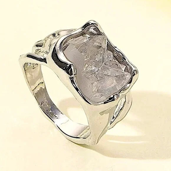 STERLING SILVER IRREGULAR CRYSTAL RING - Picture 5 of 9